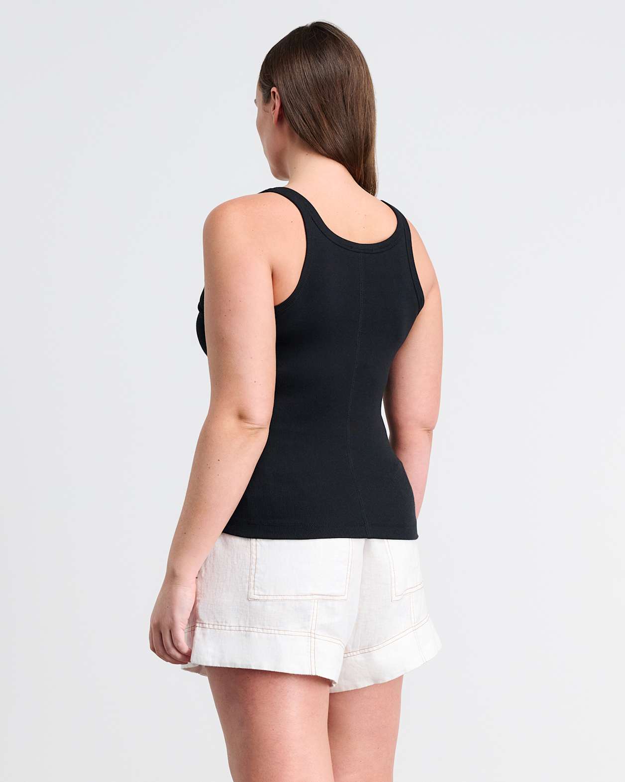 Bronte Ribbed Scoop Tank in BLACK