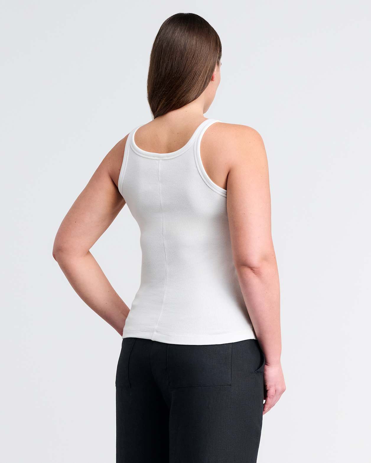 Bronte Ribbed Scoop Tank in WHITE