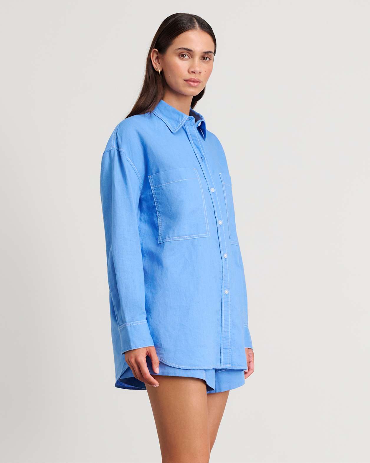 Cindy Oversized Shirt in AZURE