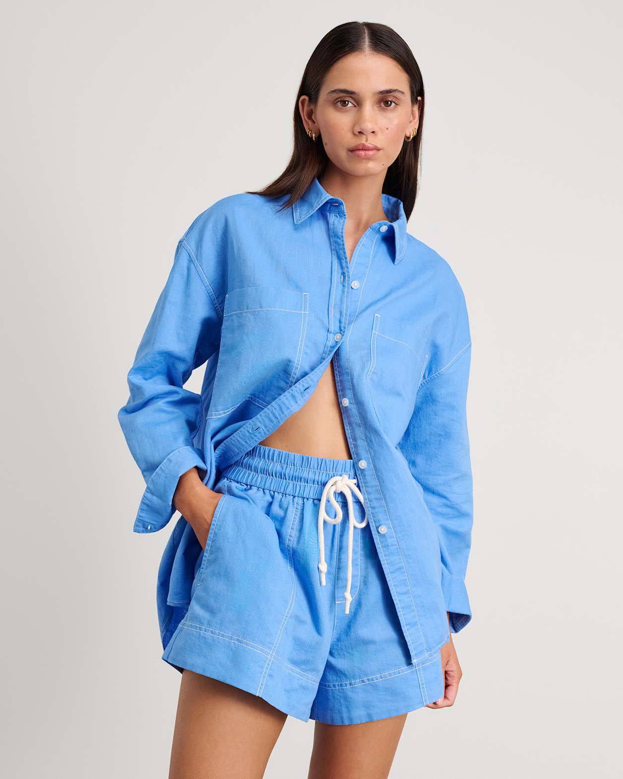 Cindy Oversized Shirt in AZURE