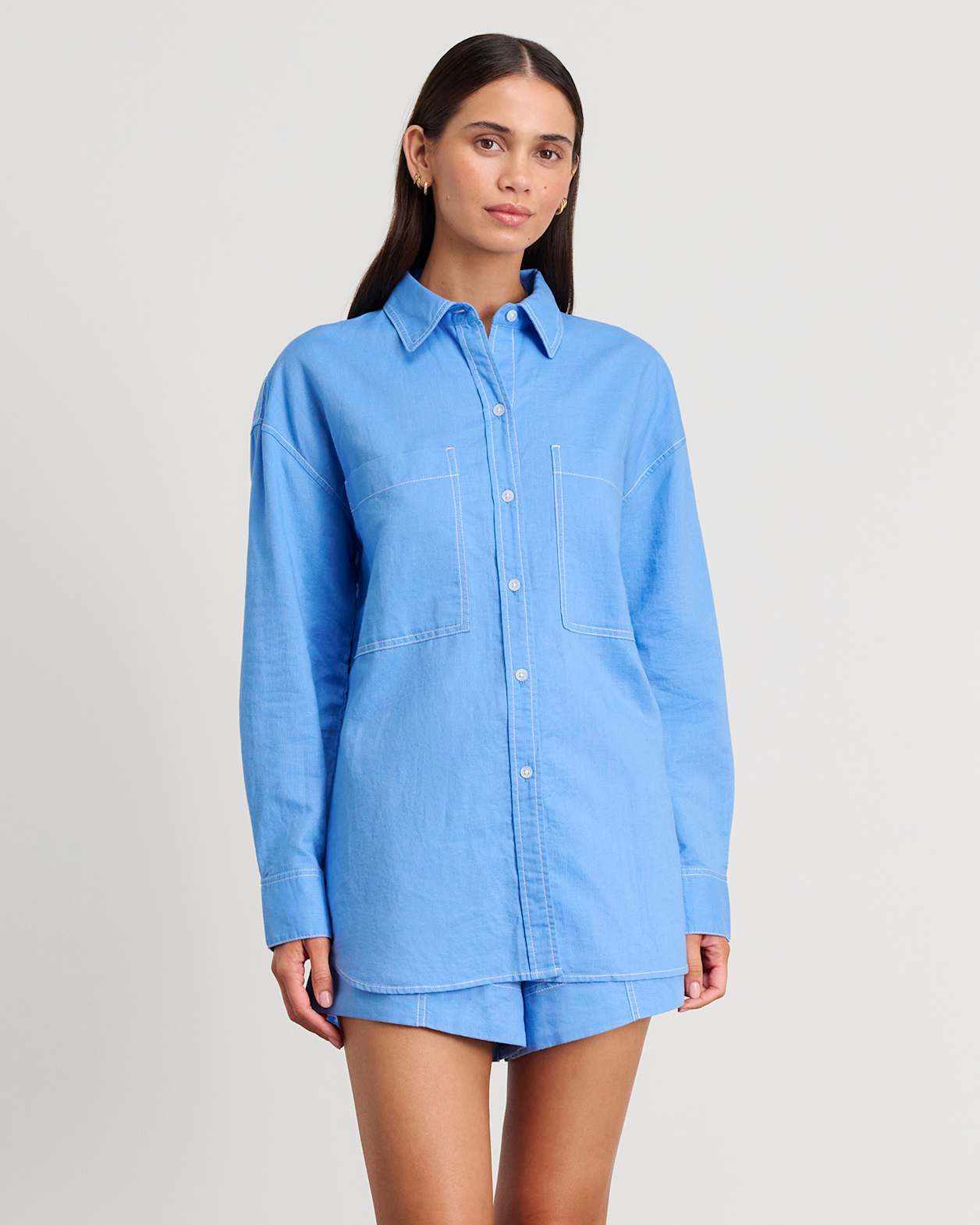 Cindy Oversized Shirt in AZURE