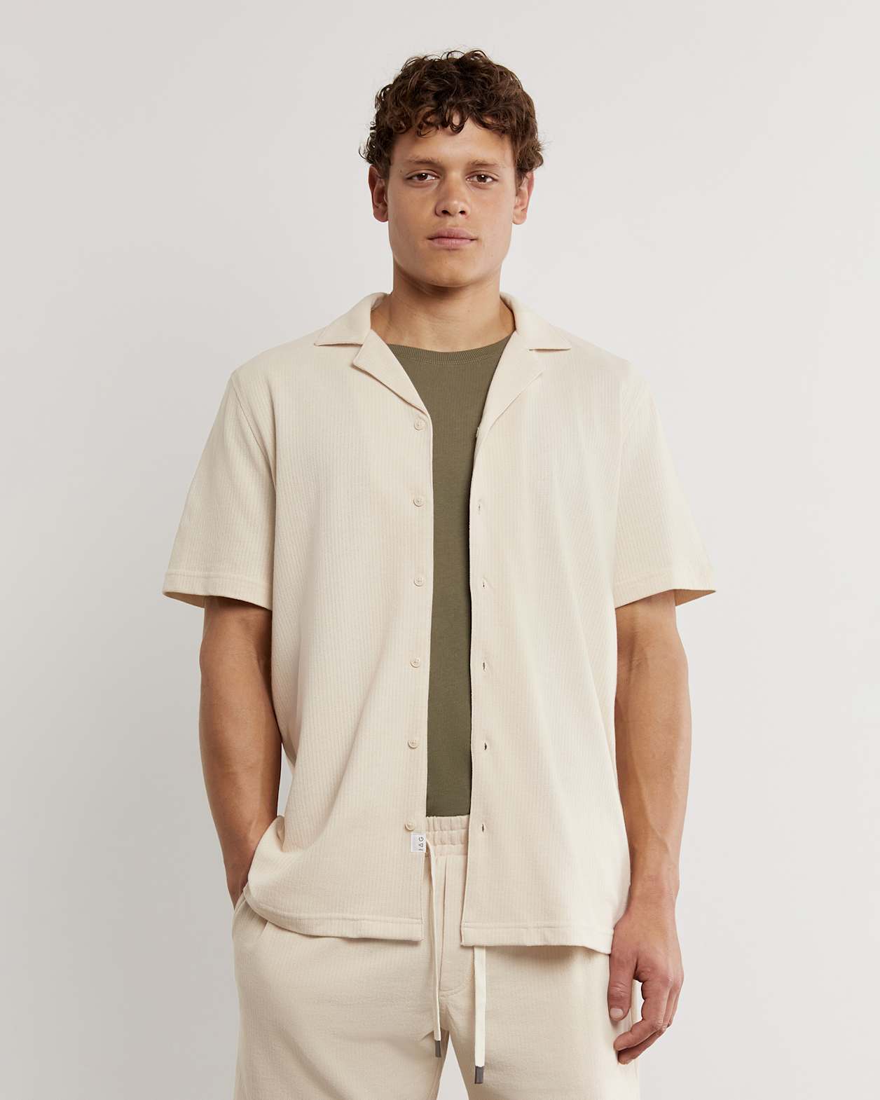 Francis Knitted Cotton Shirt in STRING