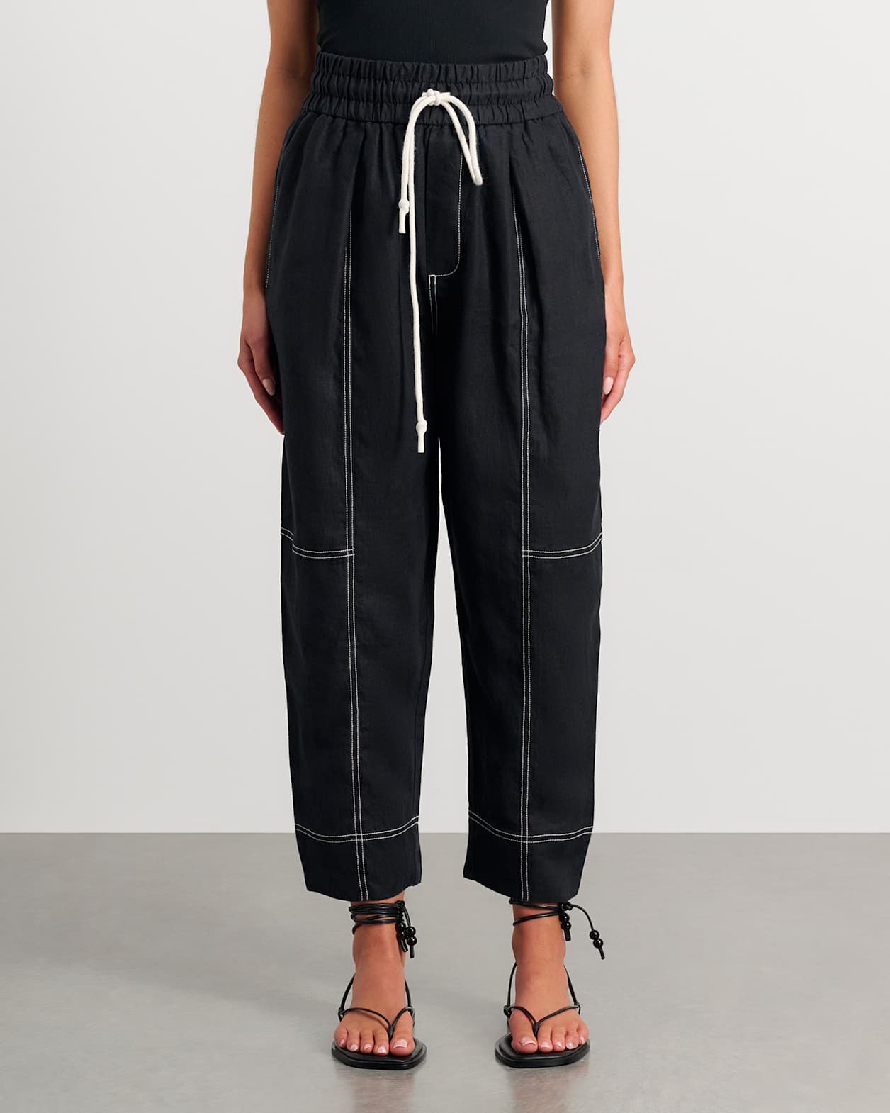 Sabine Linen Pull On Pant in BLACK