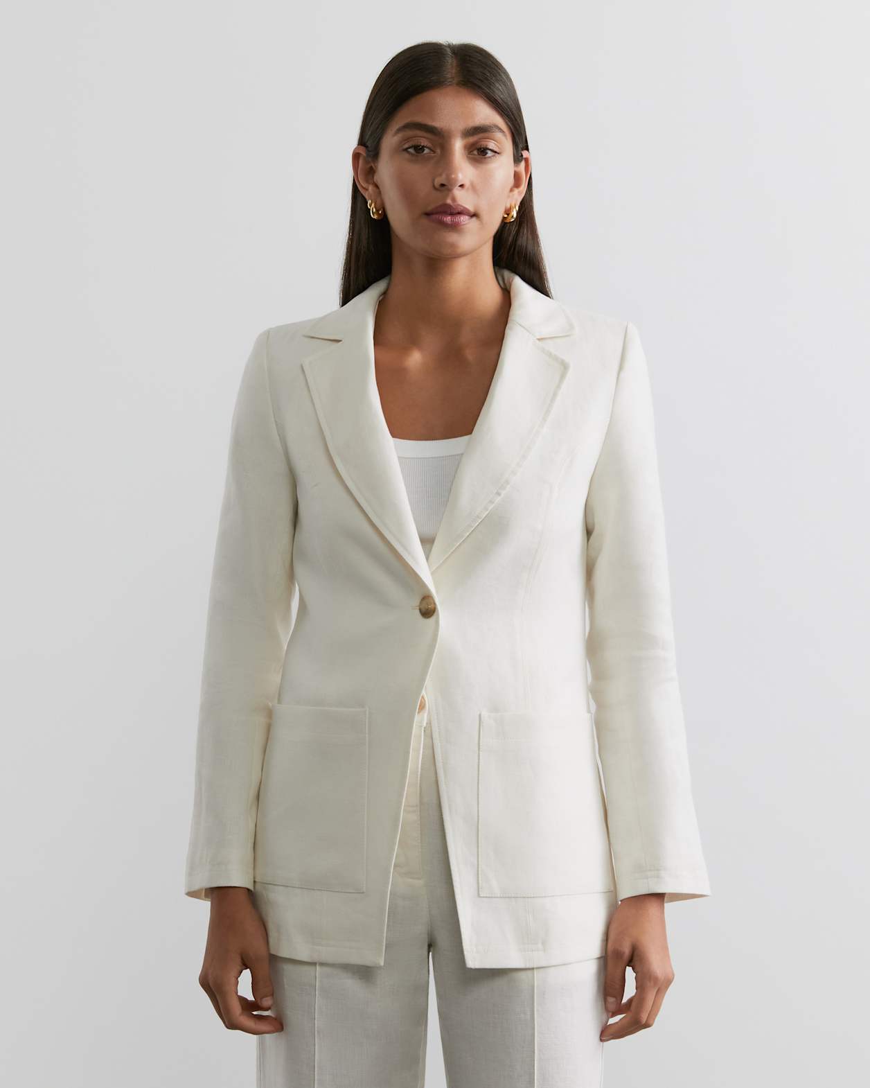 Kayla Linen Blazer in MILK