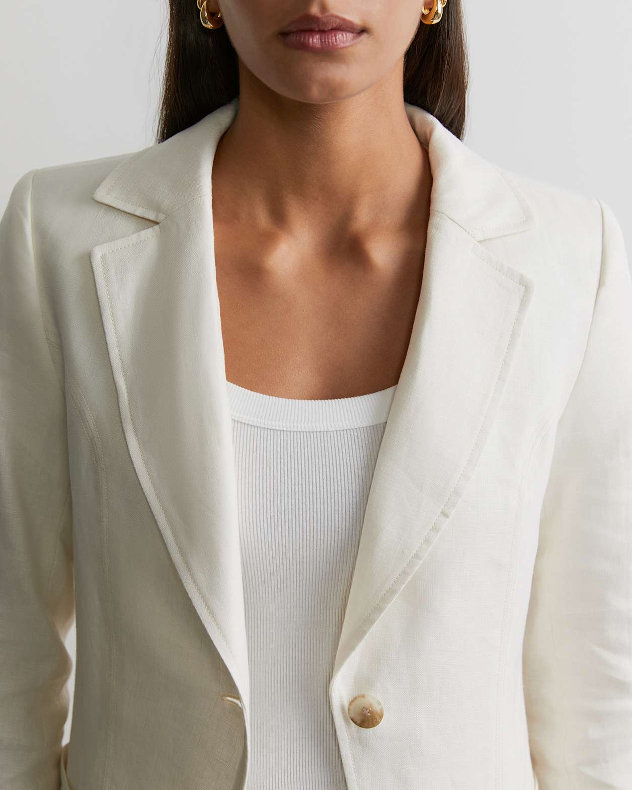 Kayla Linen Blazer in MILK