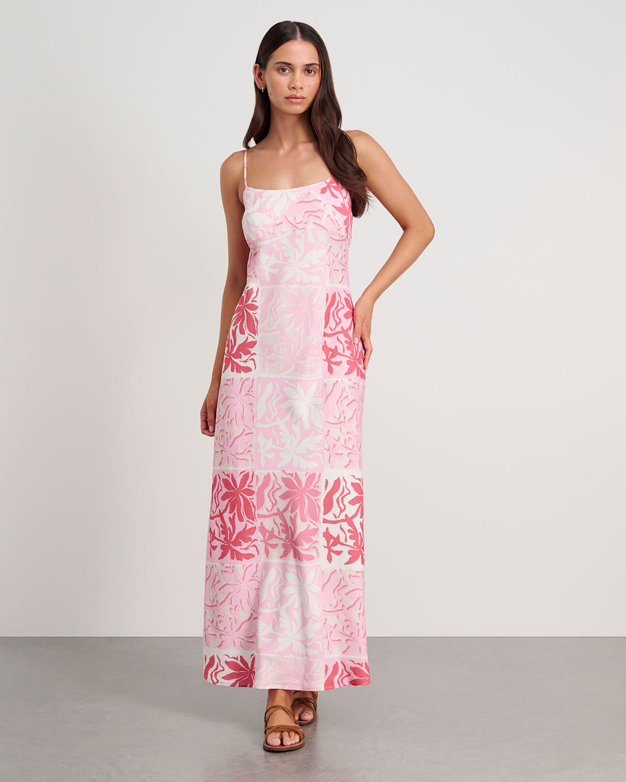 Aria Calypso Bias Slip Dress in PINK MULTI