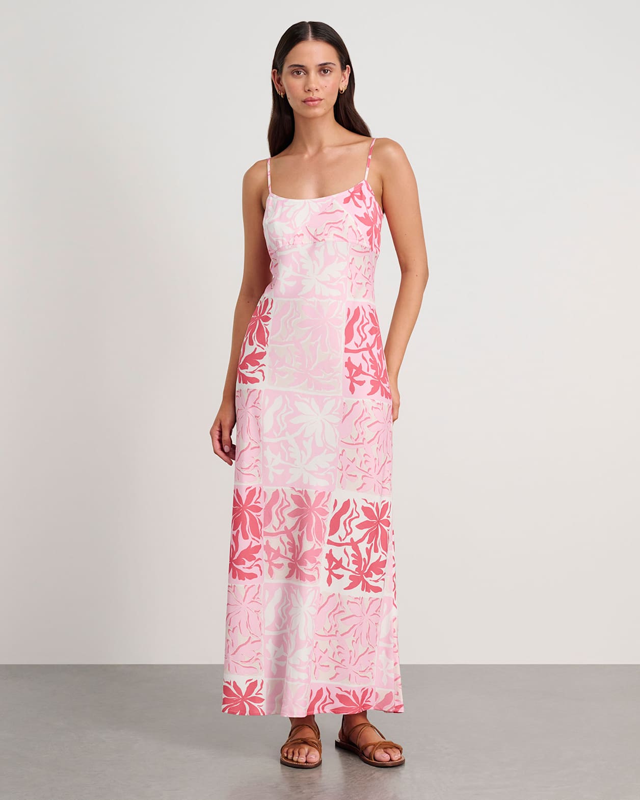 Aria Calypso Bias Slip Dress in PINK MULTI
