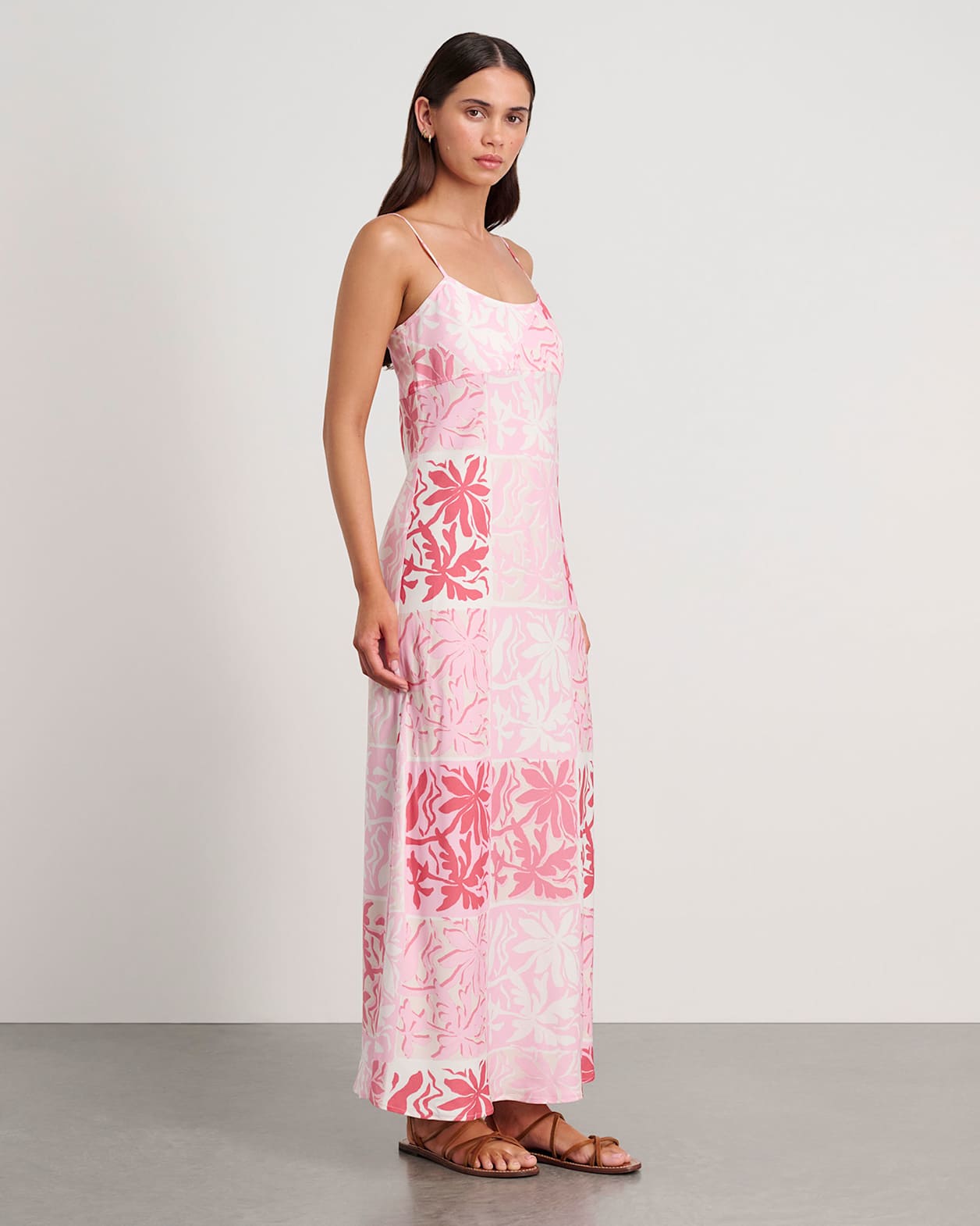 Aria Calypso Bias Slip Dress in PINK MULTI