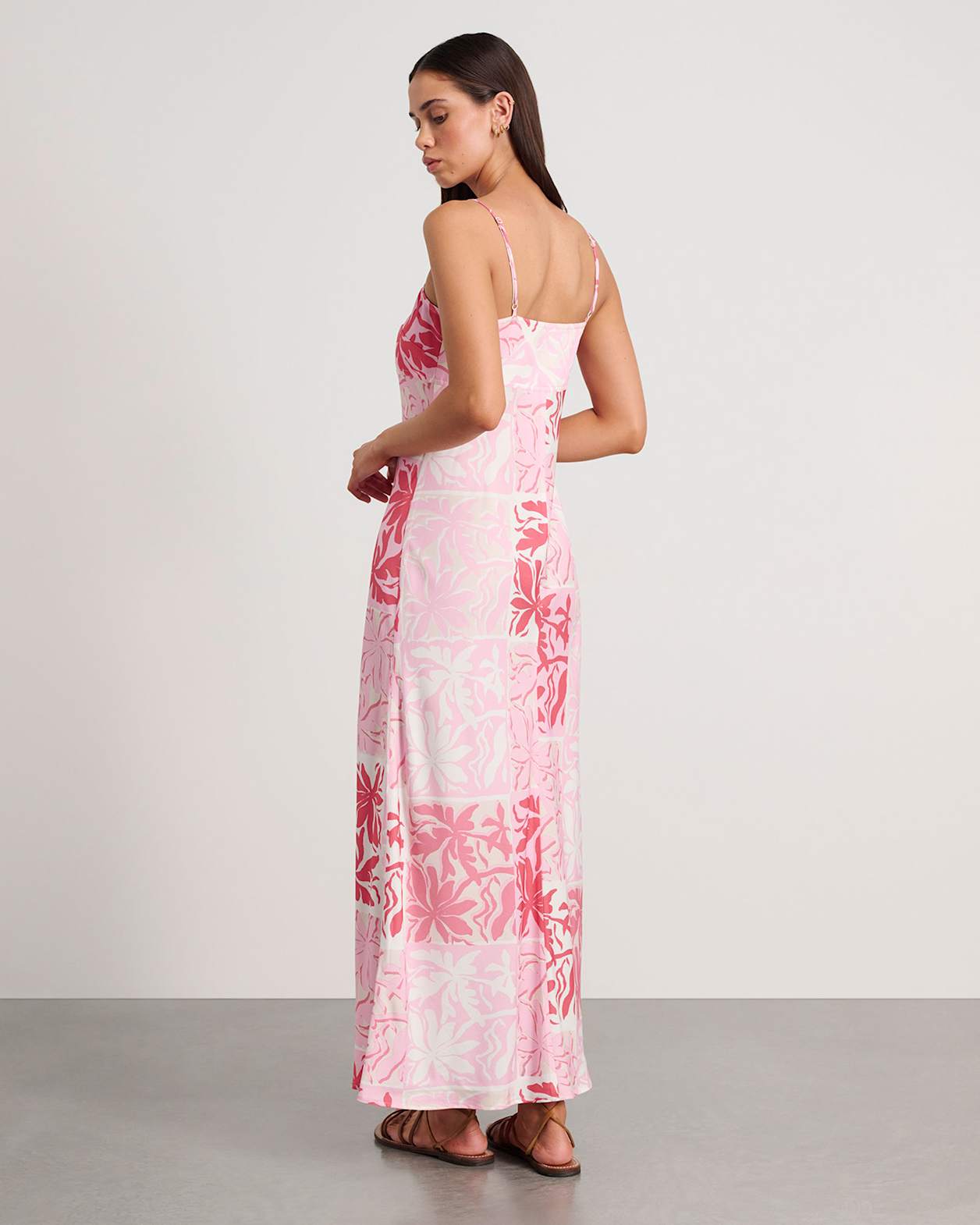 Aria Calypso Bias Slip Dress in PINK MULTI