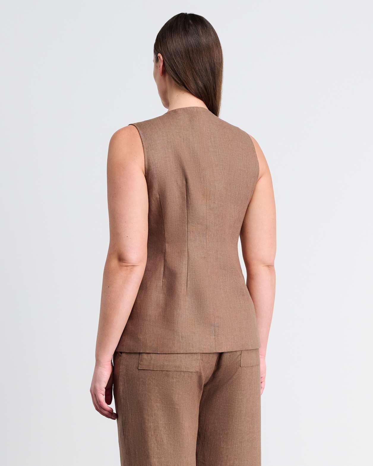 Kayla Linen Vest in CHOCOLATE