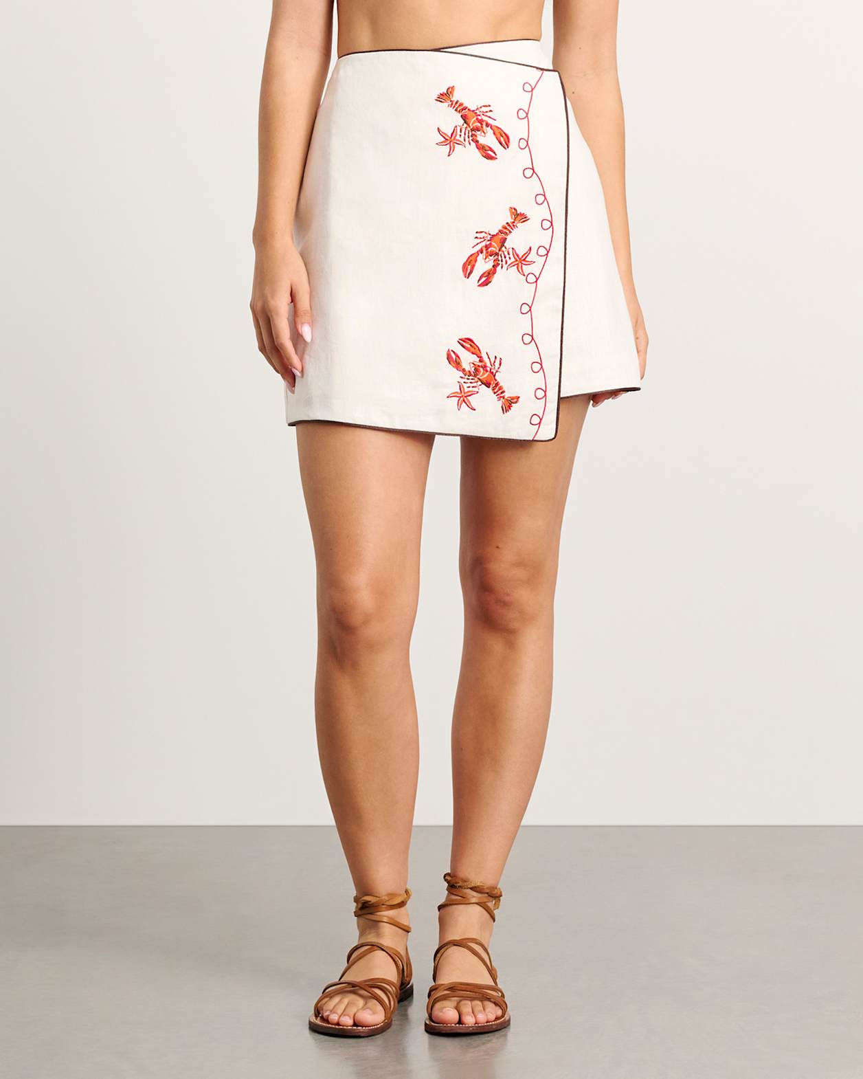 Embroidered Lobster Mini Skirt in MILK