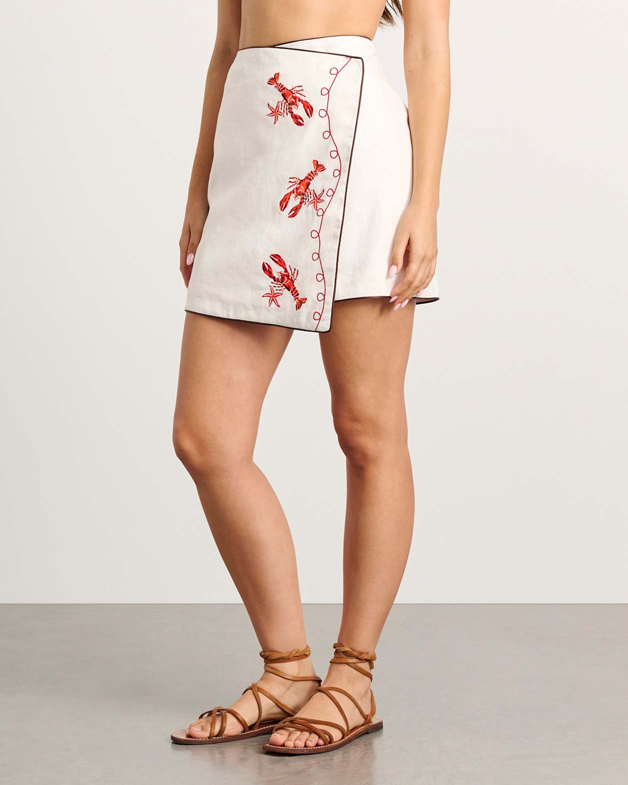 Embroidered Lobster Mini Skirt in MILK