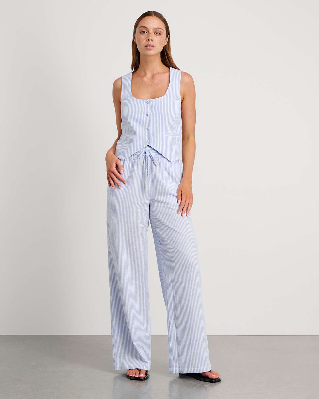 Indi Stripe Vest in BLUE/WHITE