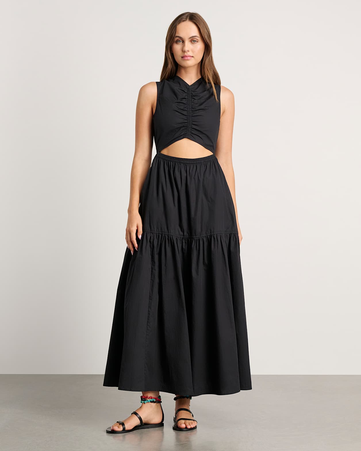 Poplin Maxi Dress in BLACK