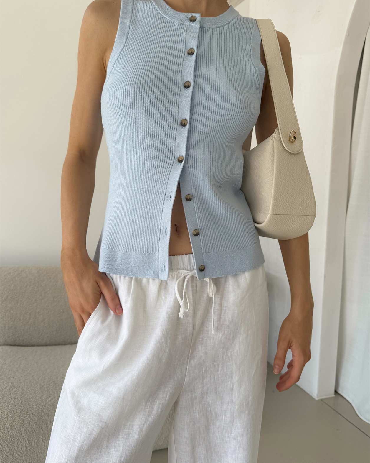 Selene Knit Vest in ICE BLUE
