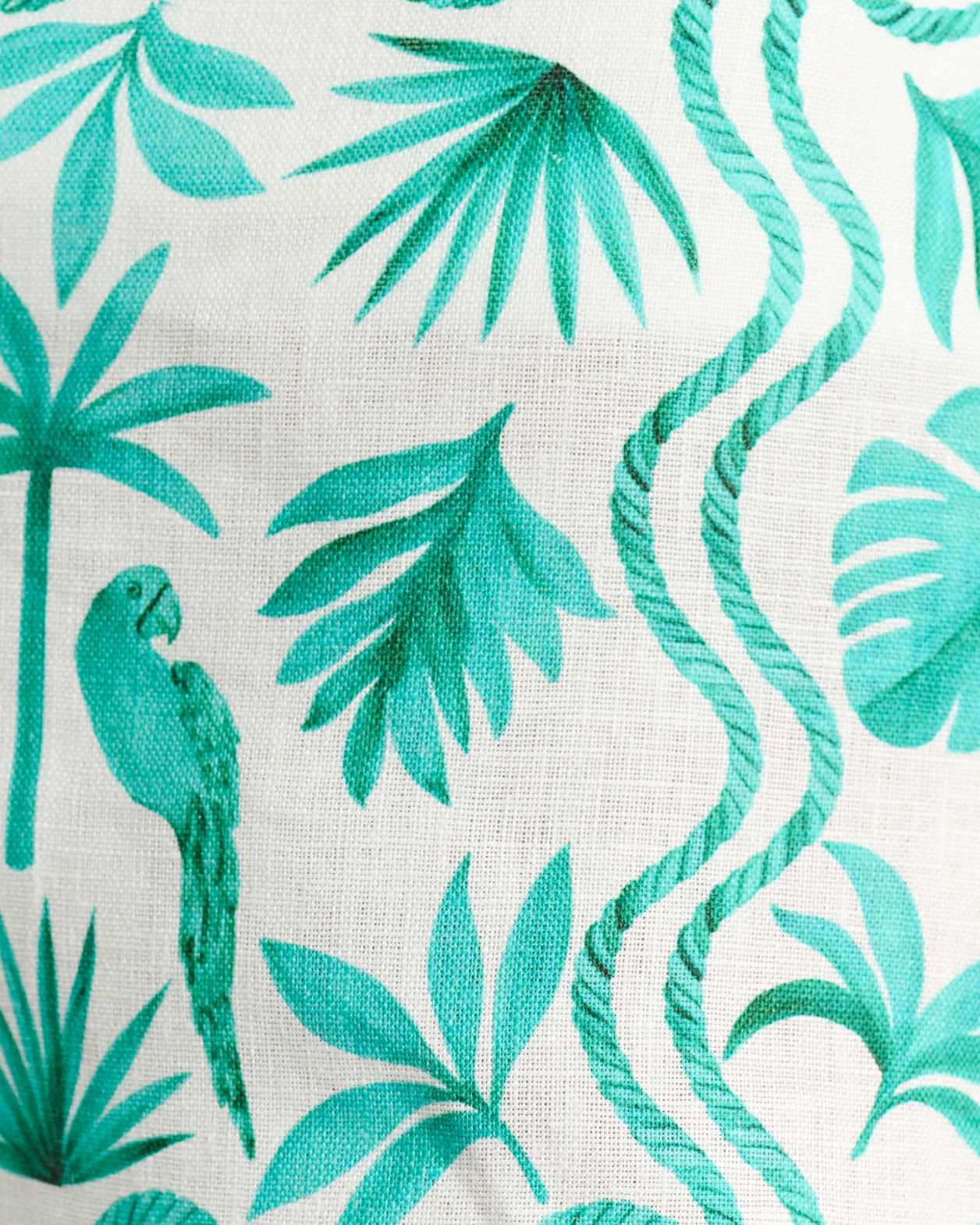 Monstera Linen Short in WHITE/GREEN