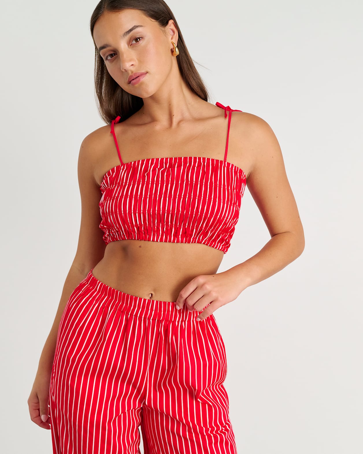 Cotton Stripe Bodice in RED/WHITE