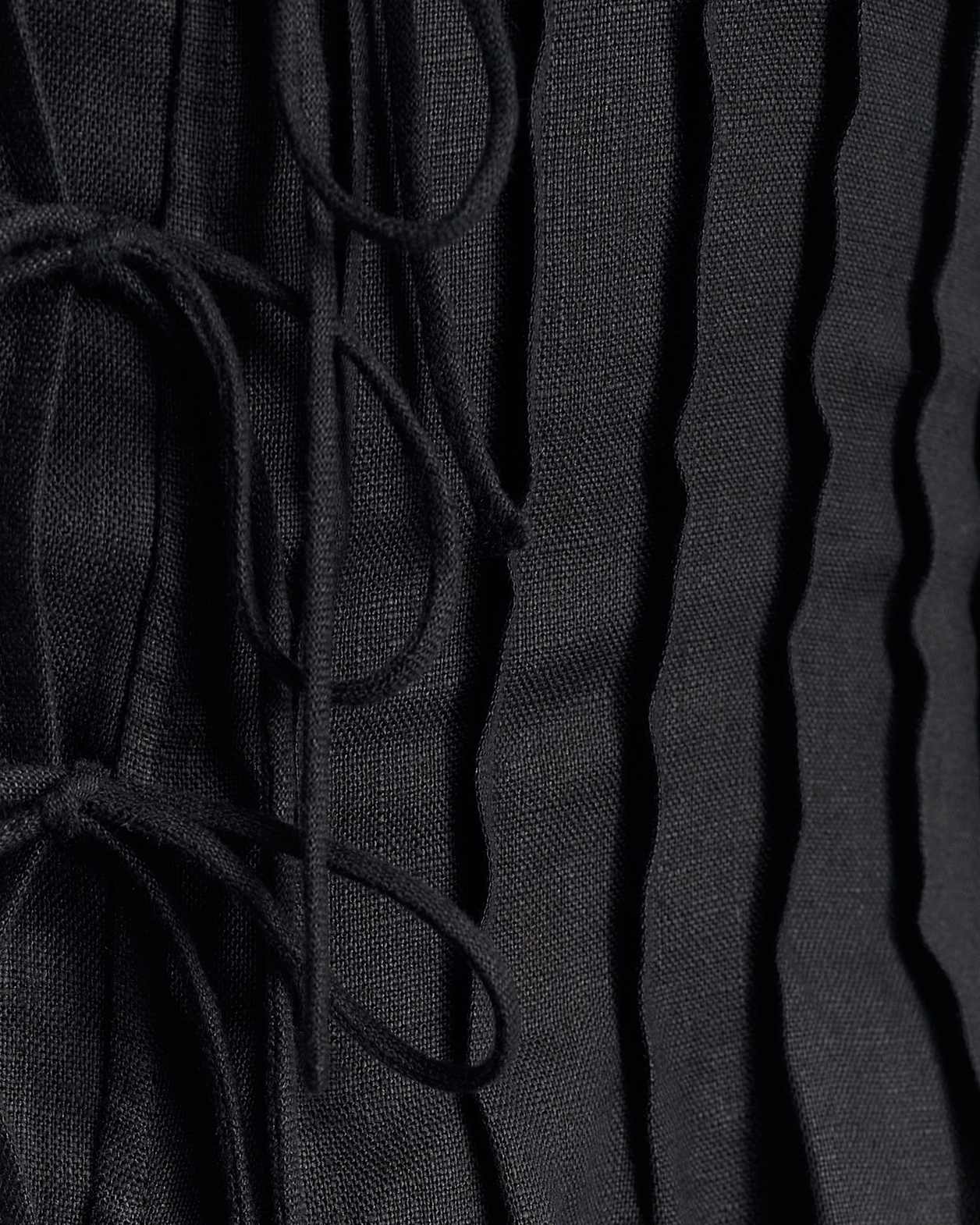Delphine Pintuck Linen Mini Dress in BLACK