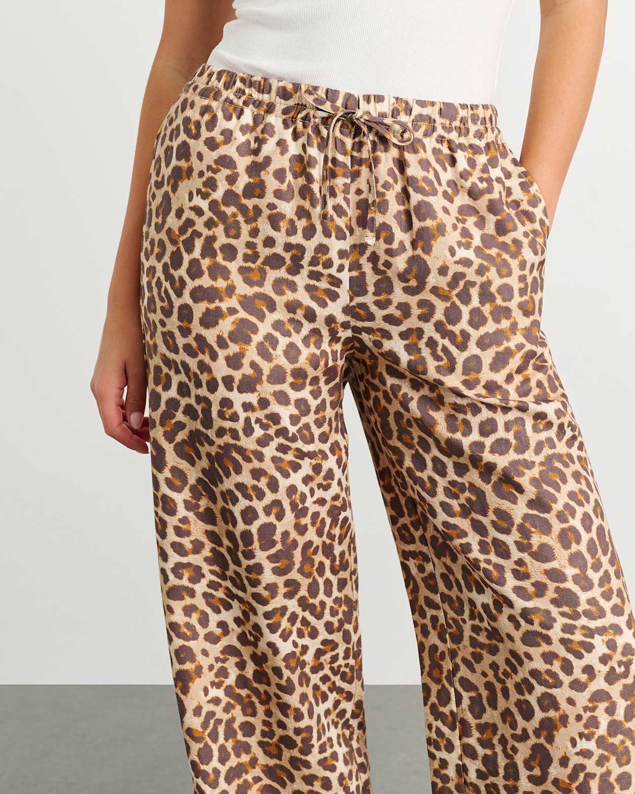 Leopard Linen Pant in LEOPARD