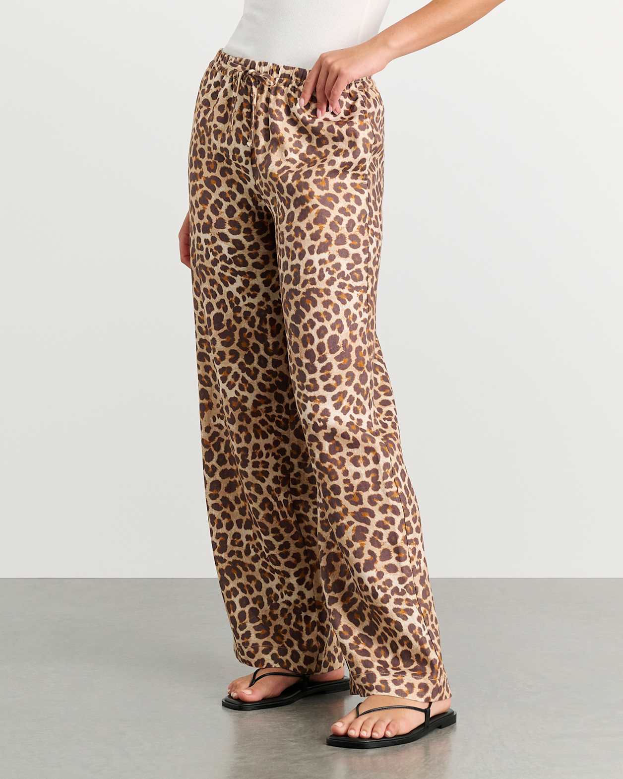 Leopard Linen Pant in LEOPARD