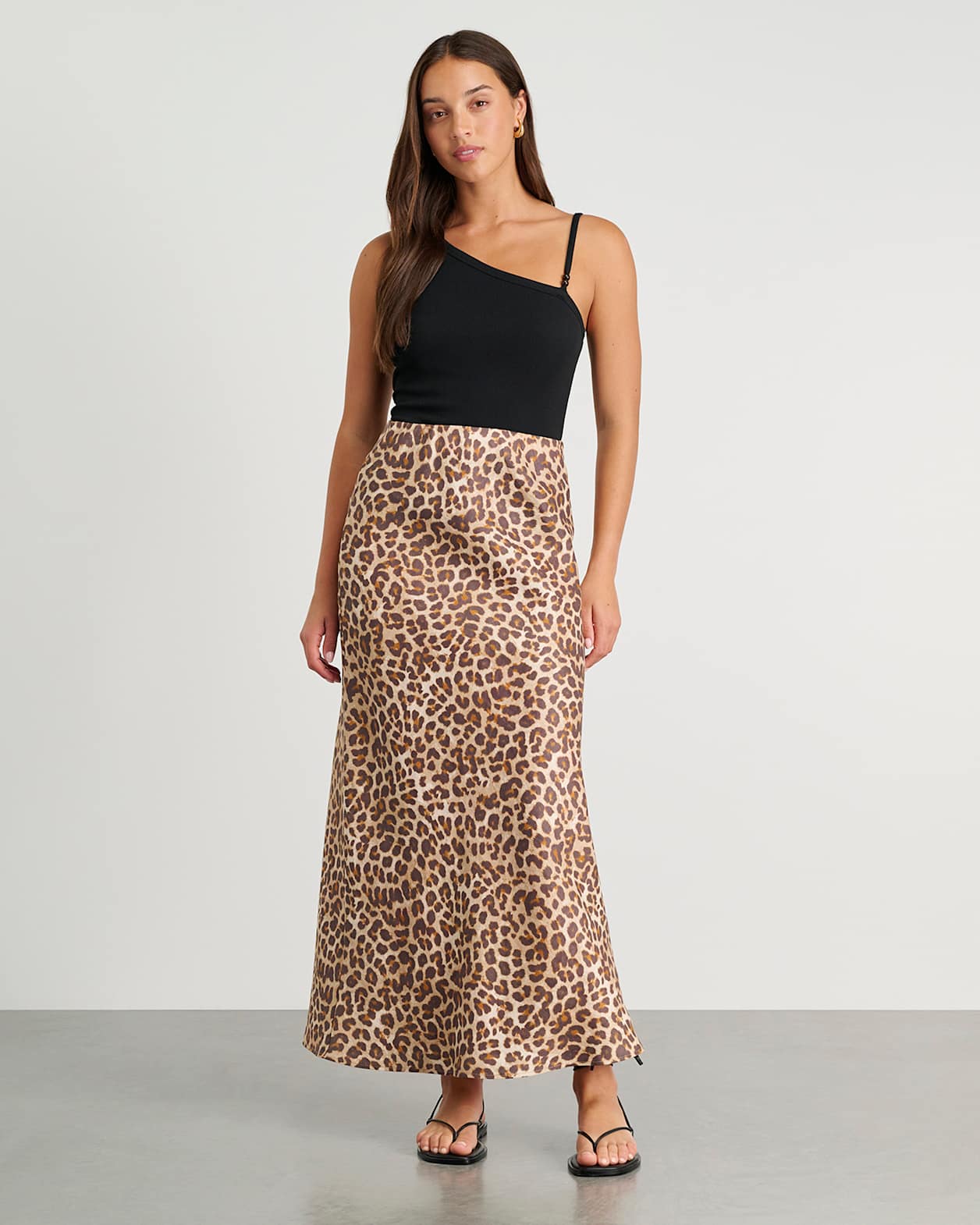 Leopard Linen Bias Skirt in LEOPARD
