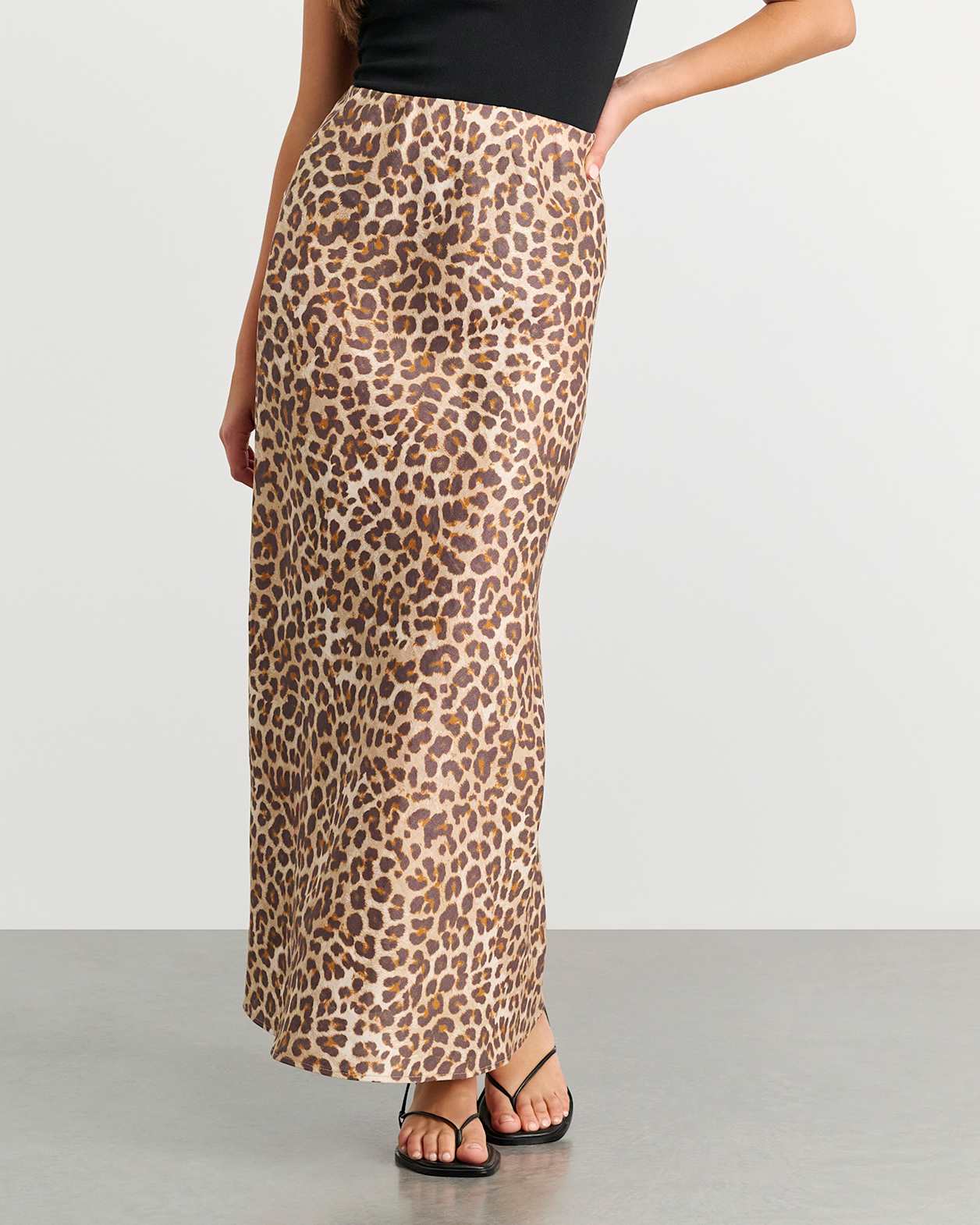 Leopard Linen Bias Skirt in LEOPARD