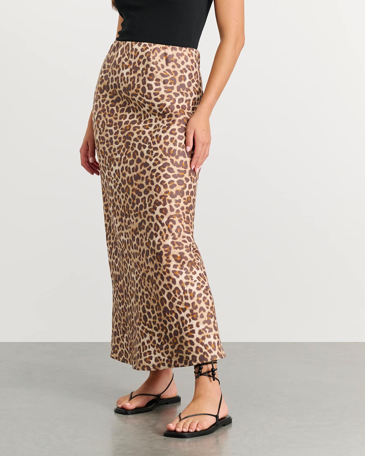 Leopard Linen Bias Skirt in LEOPARD