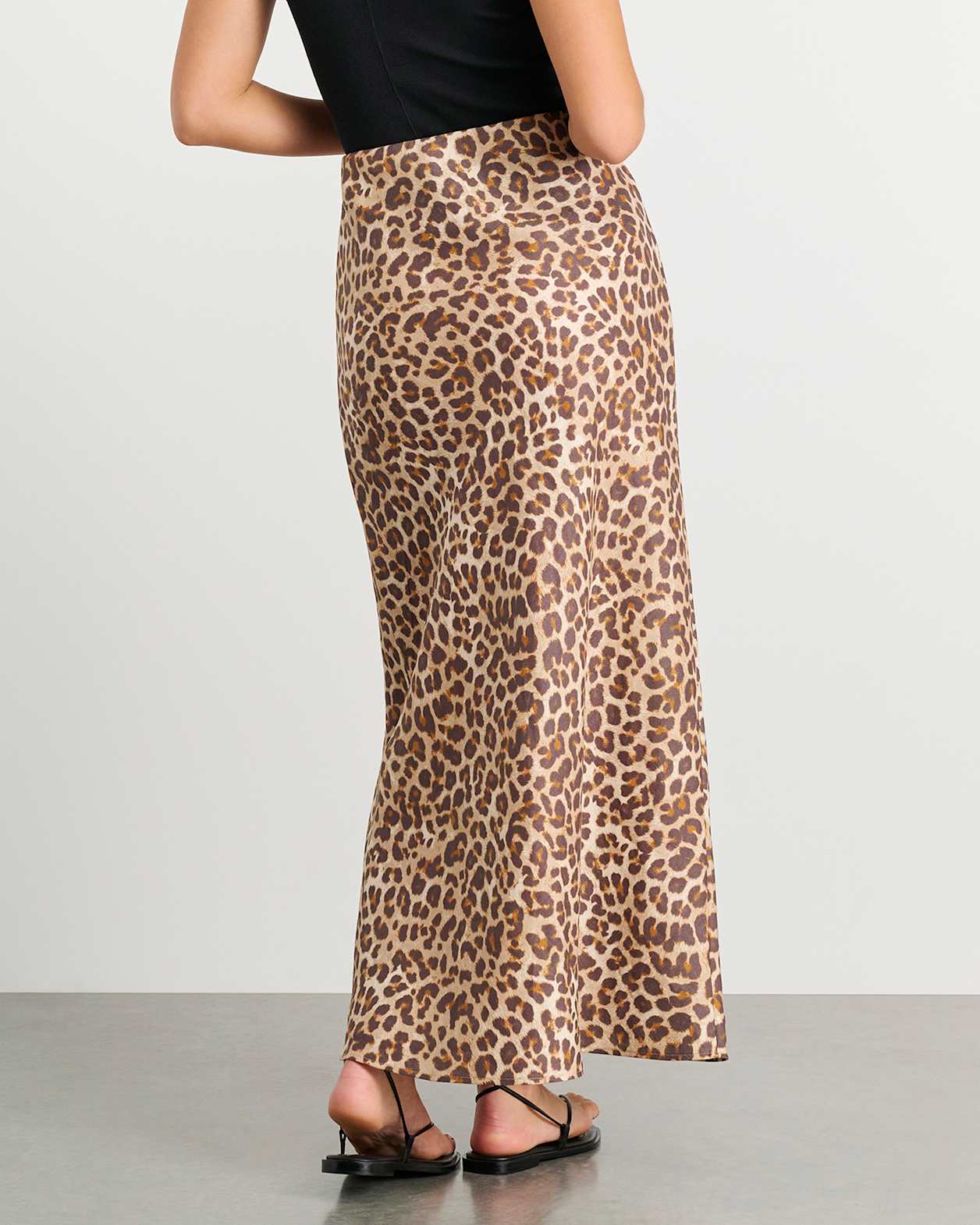 Leopard Linen Bias Skirt in LEOPARD
