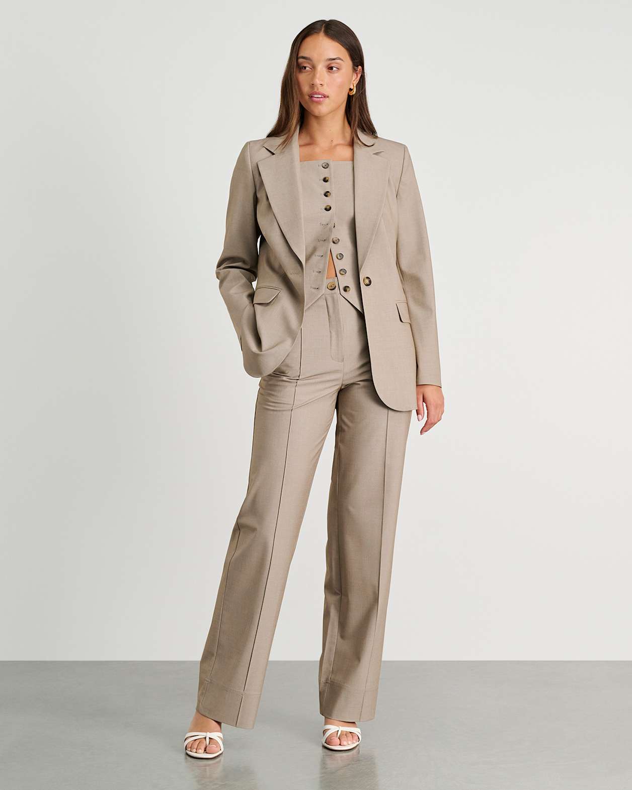 Gia Relaxed Blazer in MUSHROOM