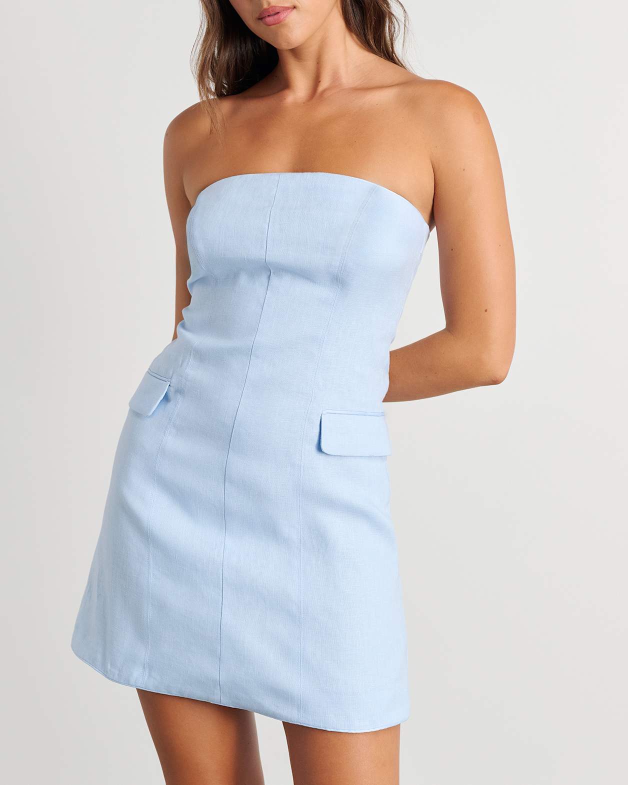 Strapless Mini Dress in ICE BLUE