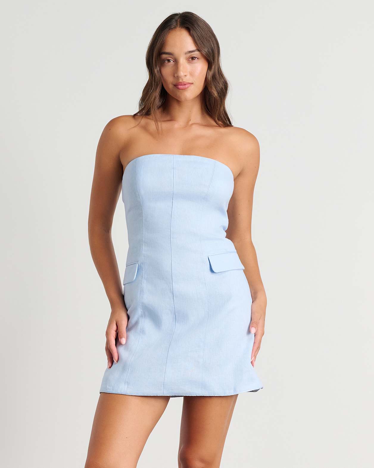 Strapless Mini Dress in ICE BLUE