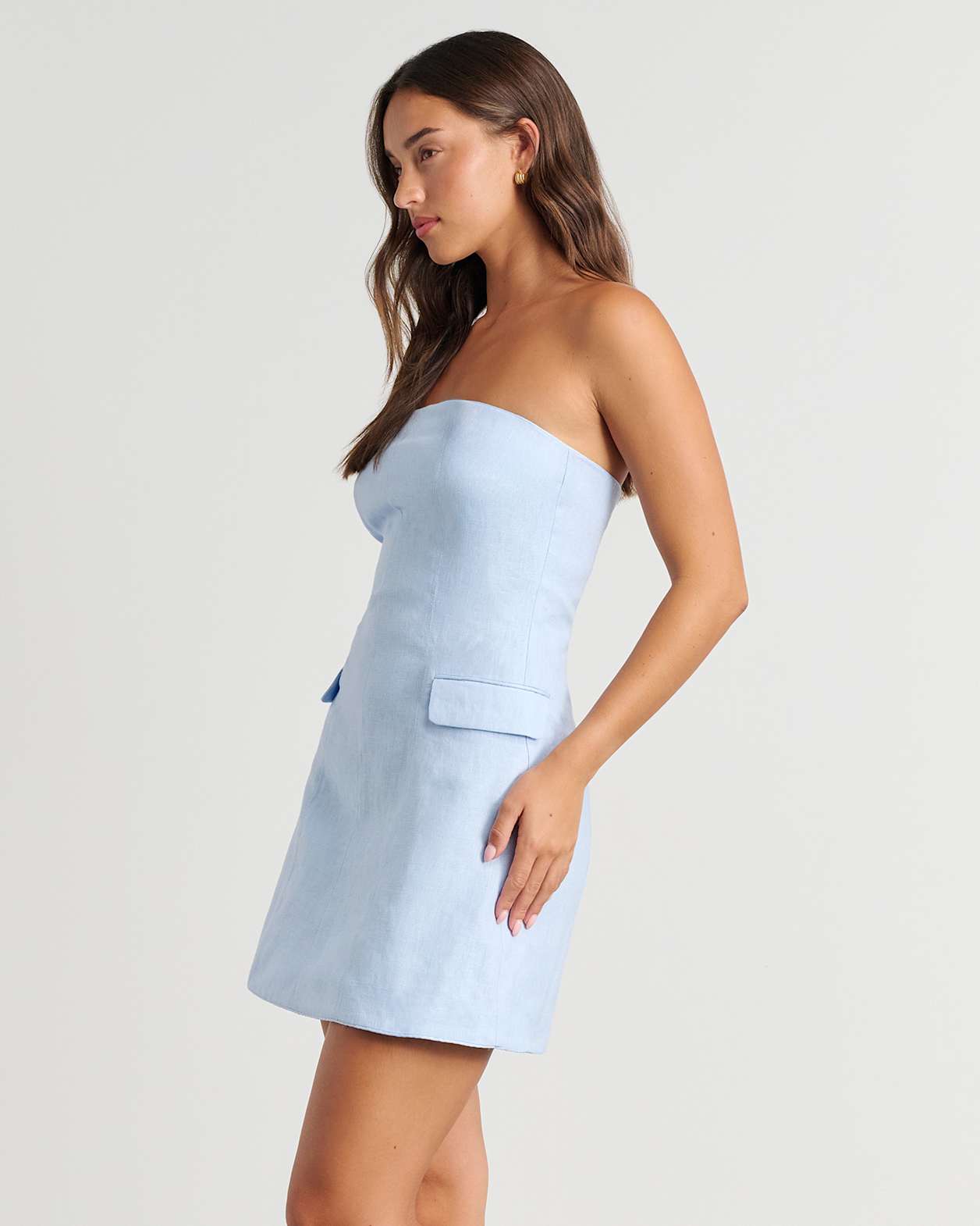 Strapless Mini Dress in ICE BLUE