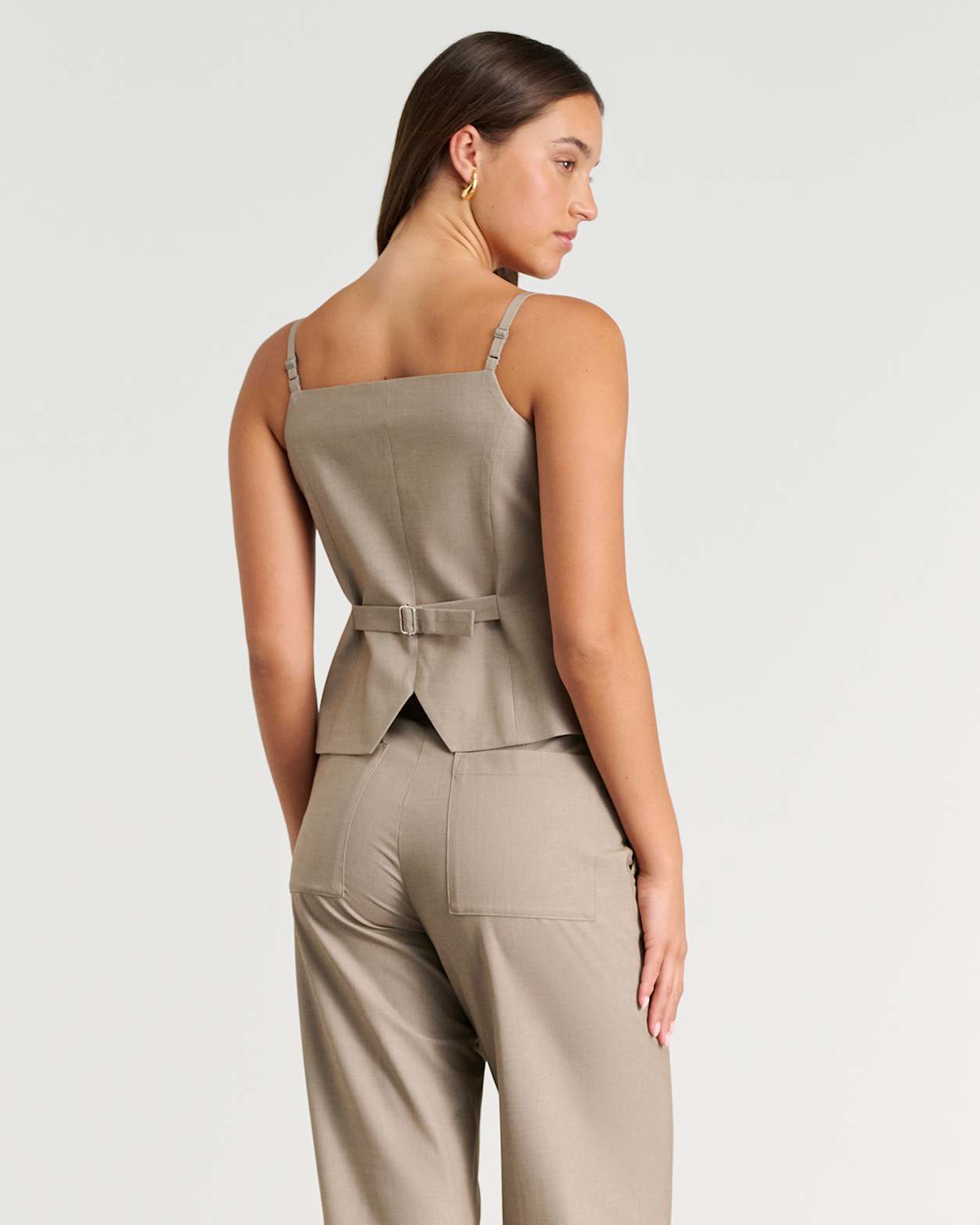 Gia Square Neck Vest in MUSHROOM