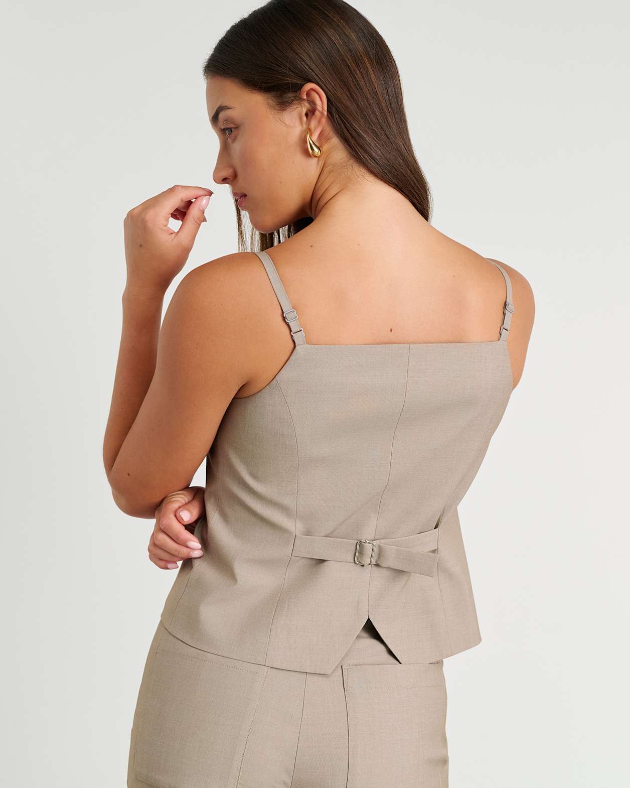 Gia Square Neck Vest in MUSHROOM