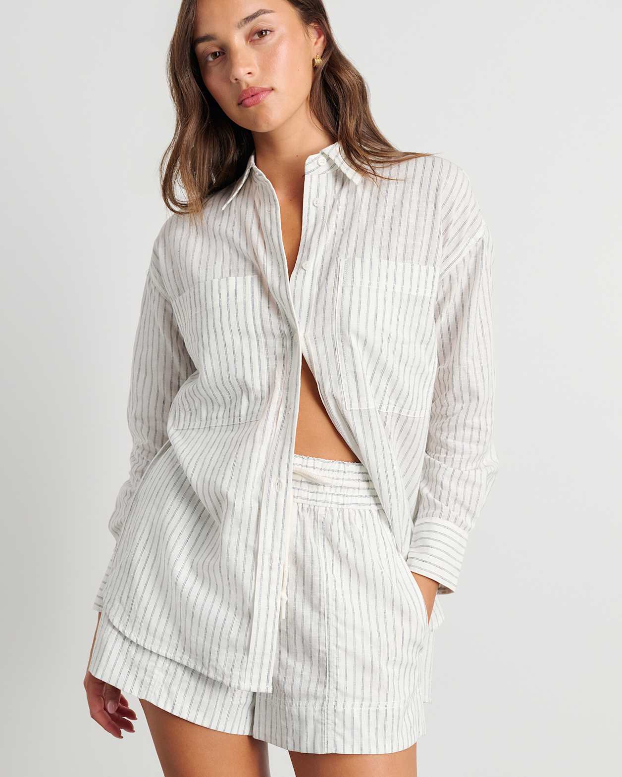 Winona Stripe Shirt in WHITE/BLUE