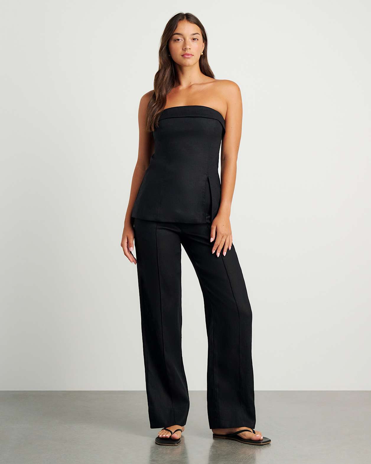 Kayla Linen Bustier in BLACK