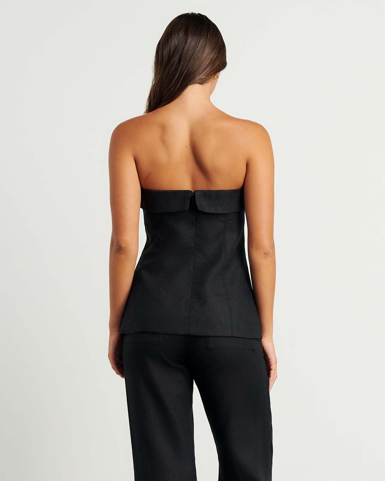Kayla Linen Bustier in BLACK