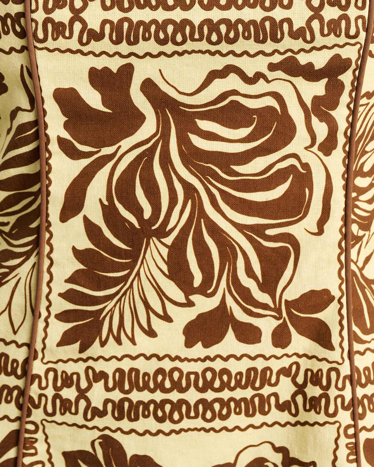 Botanica Linen Mini Dress in BROWN/GOLD