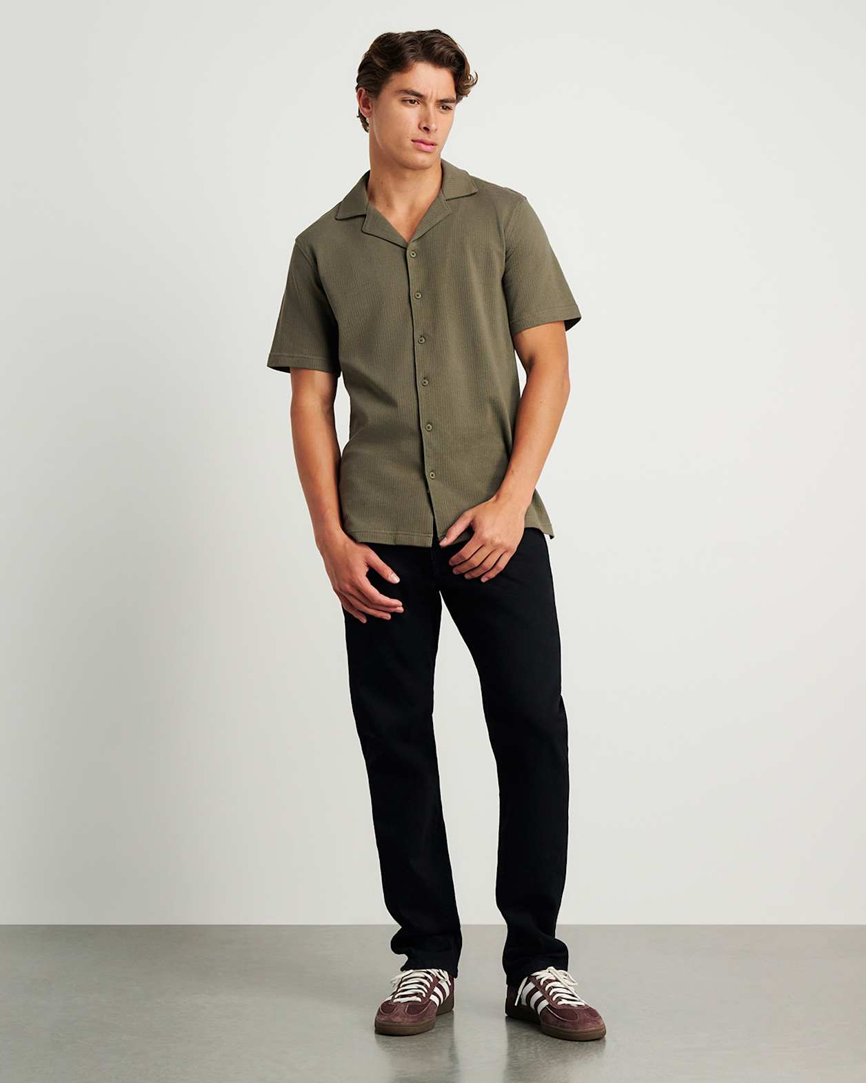 Francis Knitted Cotton Shirt in MILITARY
