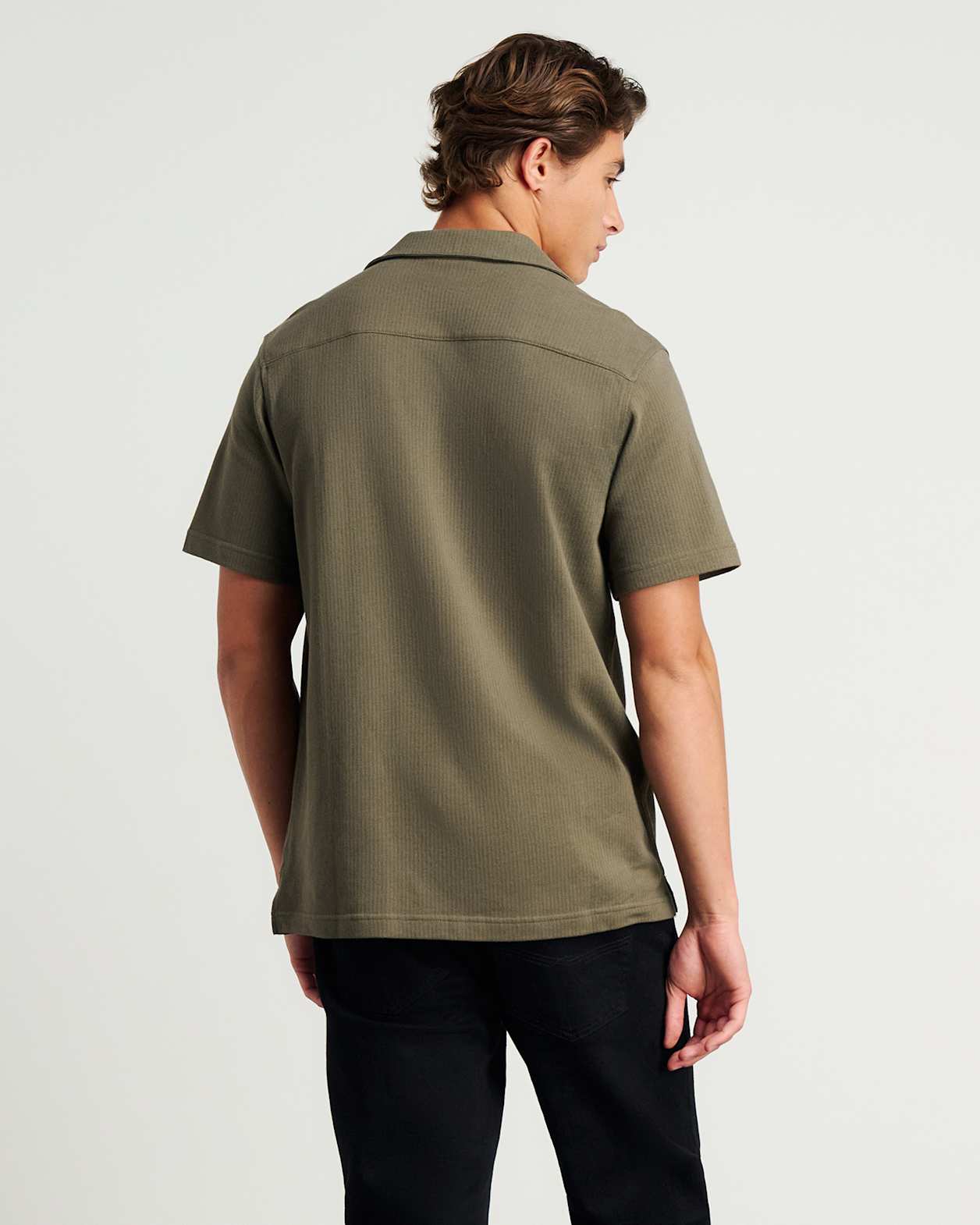 Francis Knitted Cotton Shirt in MILITARY