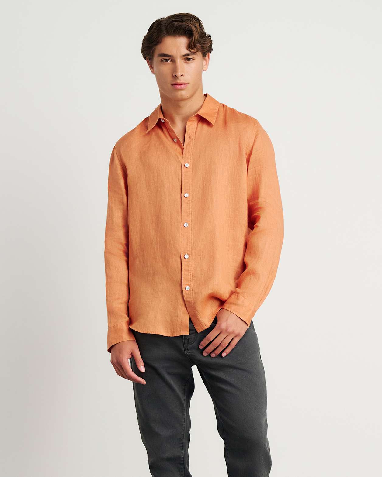Cooper Linen Shirt in ORANGE