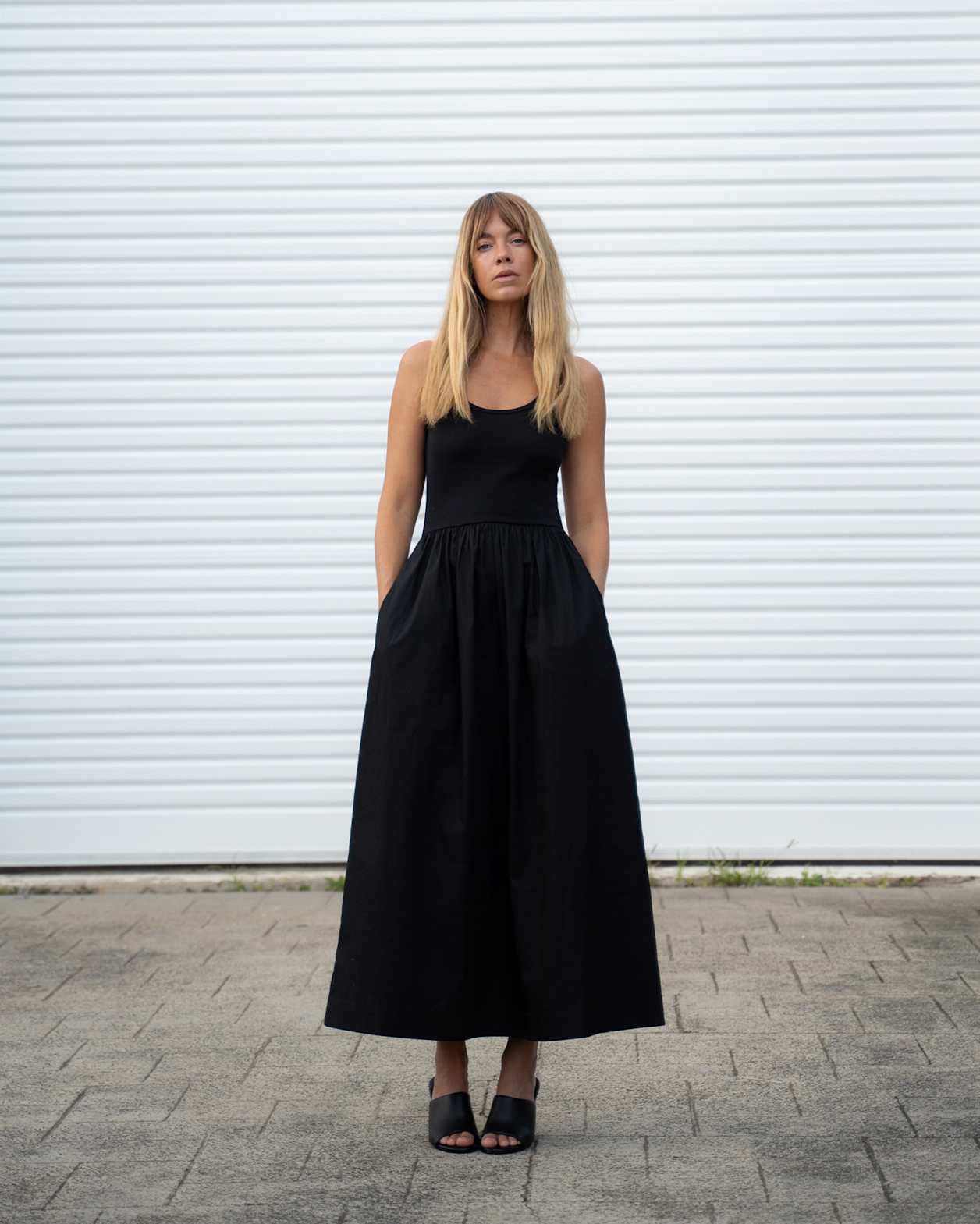 Mixed Media Dress in BLACK