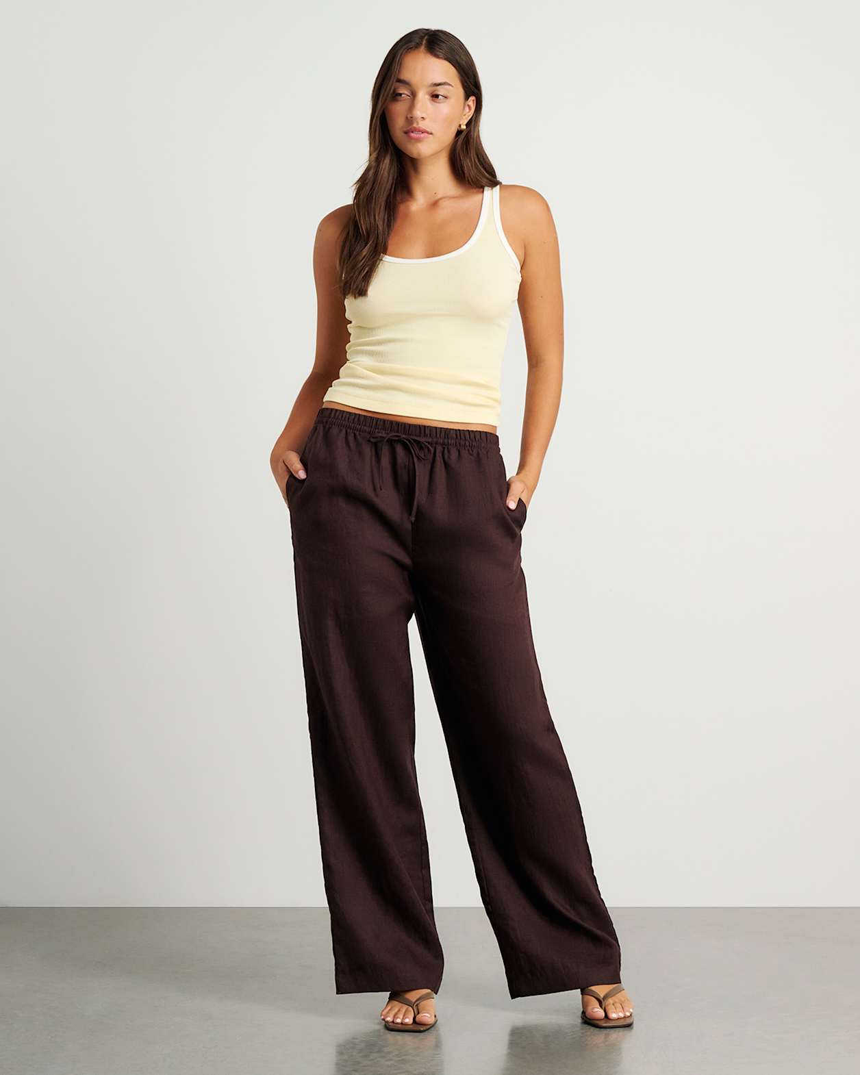 Ivy Linen Pant in DARK CHOCOLATE