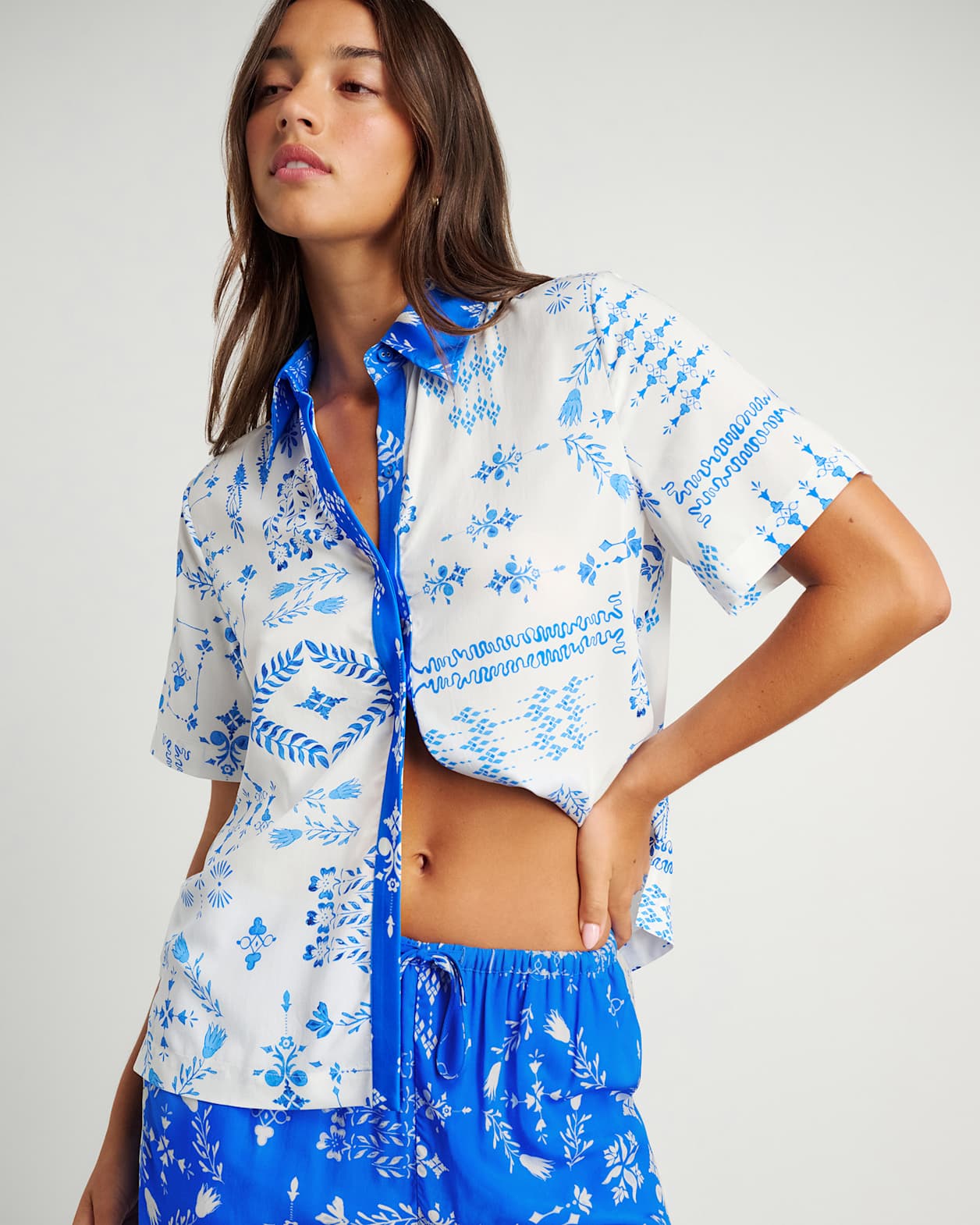 Kilde Relaxed Shirt in IVORY/BLUE