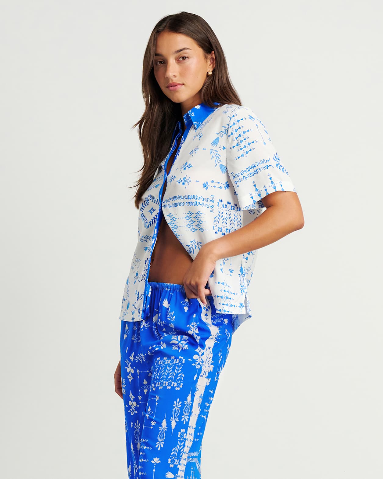 Kilde Relaxed Shirt in IVORY/BLUE