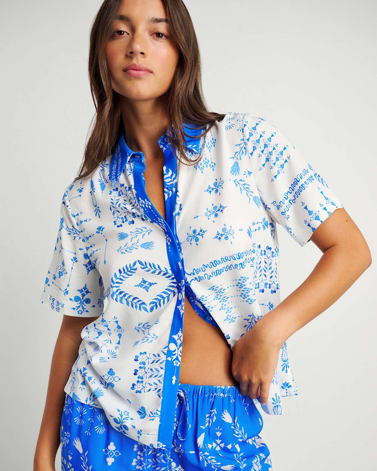 Kilde Relaxed Shirt in IVORY/BLUE