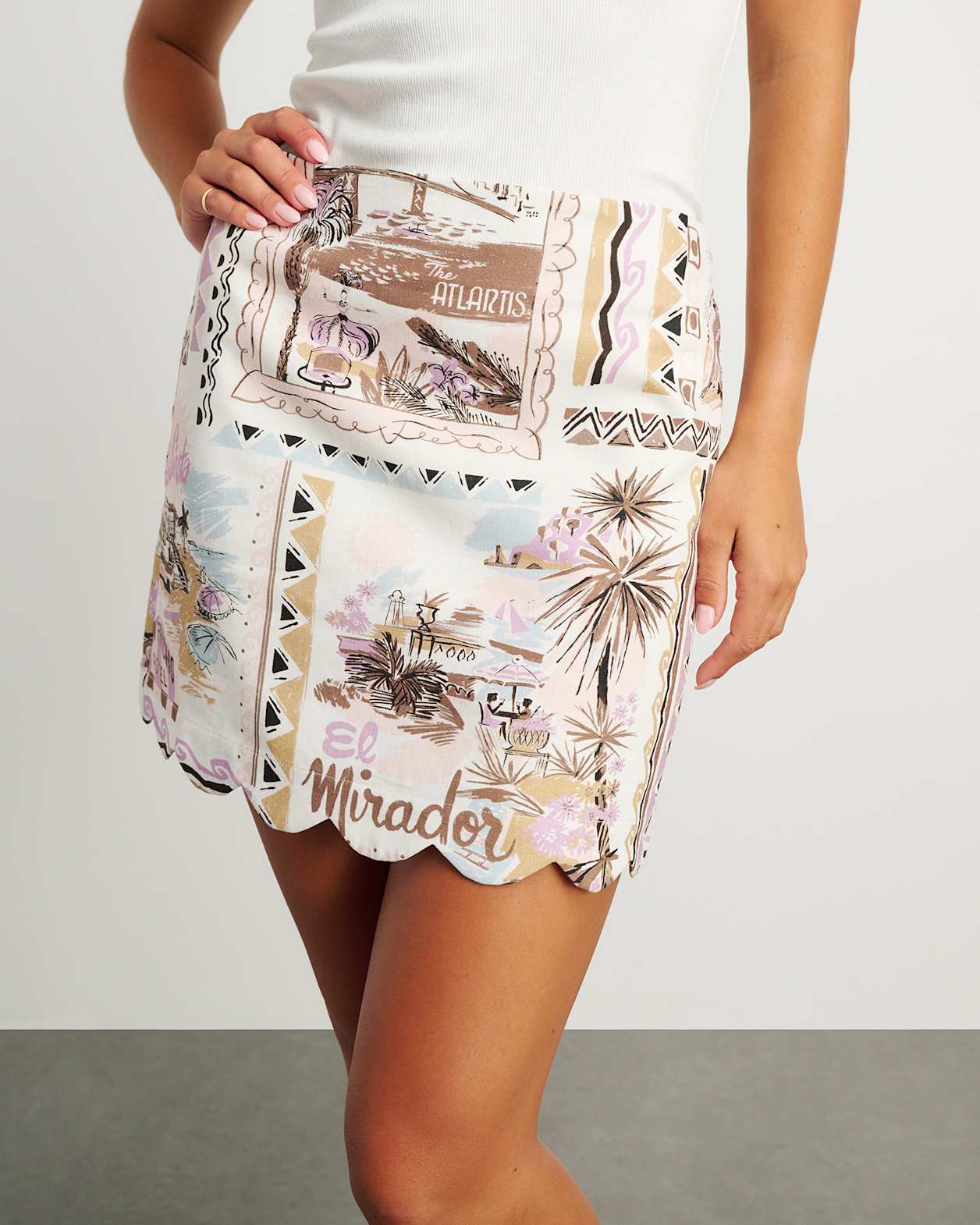 Mirador Scallop Mini Skirt in PINK MULTI