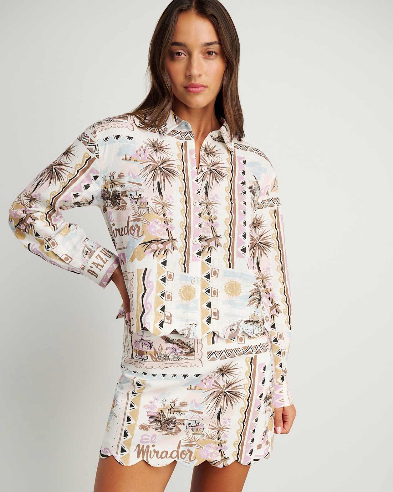 Mirador Scallop Shirt in PINK MULTI