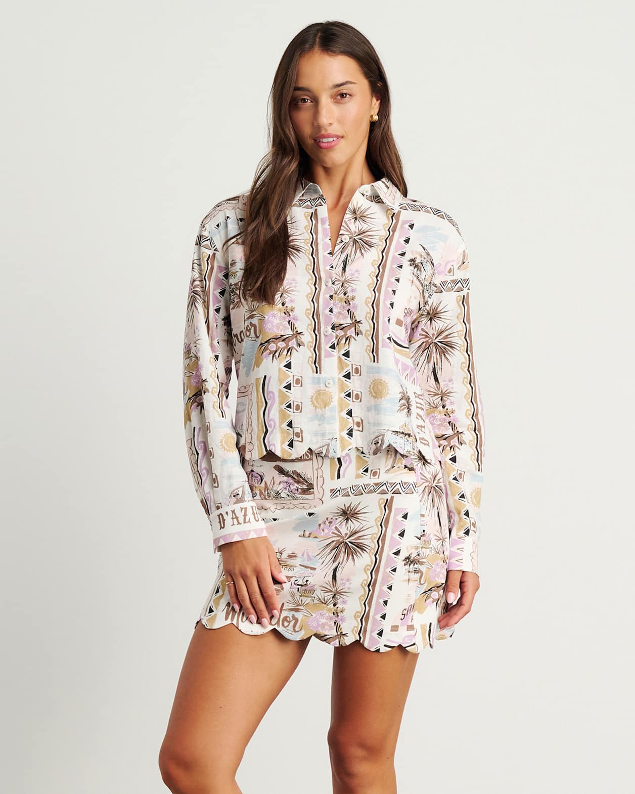 Mirador Scallop Shirt in PINK MULTI