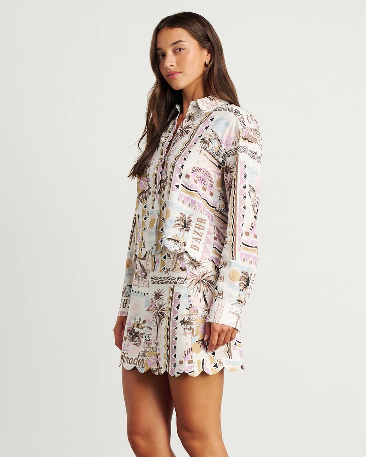 Mirador Scallop Shirt in PINK MULTI